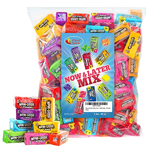 Now and Later Candy - Now and Later - 6 PIECE PACKS - 6 Piece Mini Bars Bulk - Now and Later Soft Chews - Bulk Candy - 3 Pounds