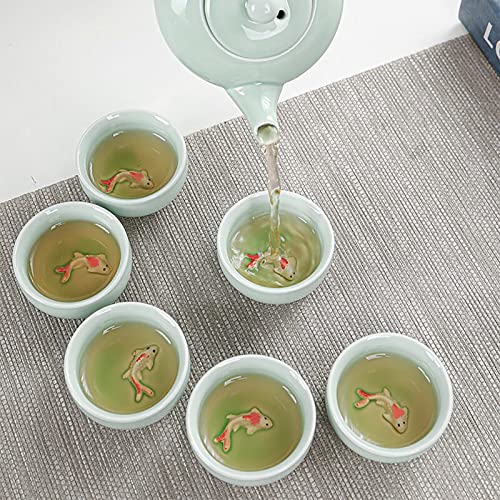 Emousport 6 Pcs/Set Chinese Ceramic Tea Cup Ice Cracked Glaze Cup Kung Fu Teaset Small Porcelain Tea Bowl Teacup Tea Accessories Drinkware (Type2) #TOP5