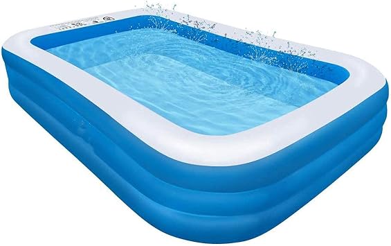 Backyard Outdoor Ground Pool, ③-Kids Adult Ring Inflatable Pool, Rectangular Inflatable Lounge Pool-315x187x65cm124x74x26inch