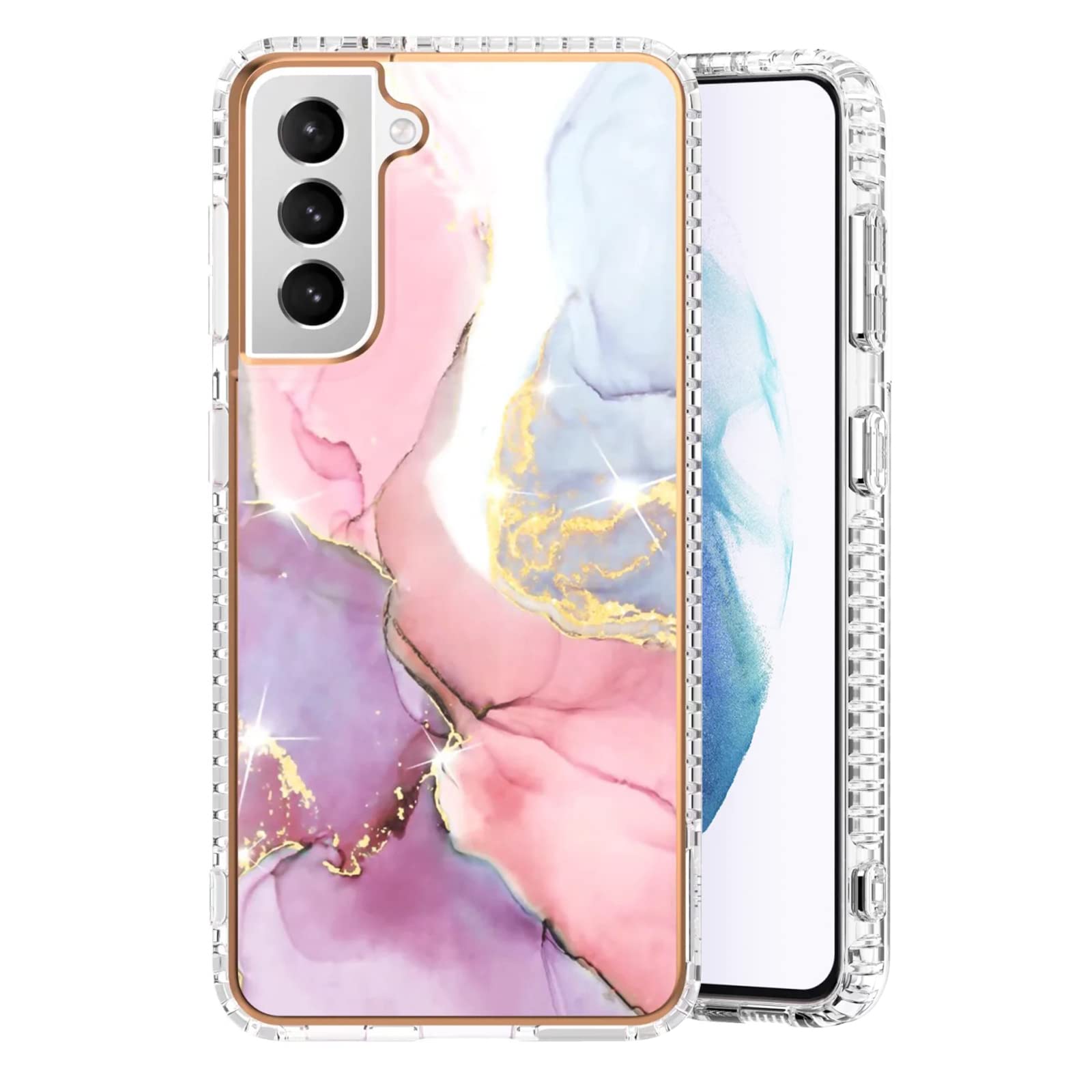 MornexCase Compatible for Samsung Galaxy S22, Marble Pattern Slim Stylish Protective Case, Military Grade Drop Protection Shockproof Case Designed for Galaxy S22 6.1 Inch, Red