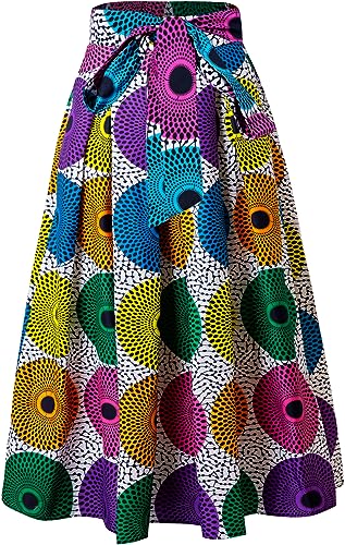 SHENBOLEN Women African Print Skirt Ankara Maxi Skirt Dashiki Skirt(One Size,O)