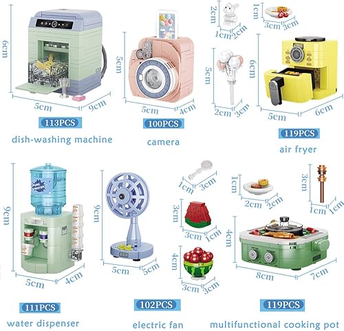 Miniatura 2 de Juego de construcción para niñas, 6 piezas de mini electrodomésticos de bloques de construcción de juguete para niños a partir de 6 años, juguetes