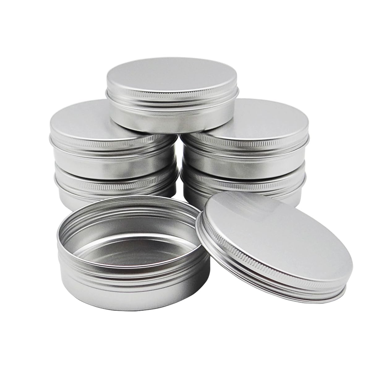 Confezione da 6 barattoli di latta in alluminio da 100 ml, contenitori vuoti da viaggio per campioni di cosmetici da viaggio con coperchio a vite, barattoli da viaggio da 100 g, per