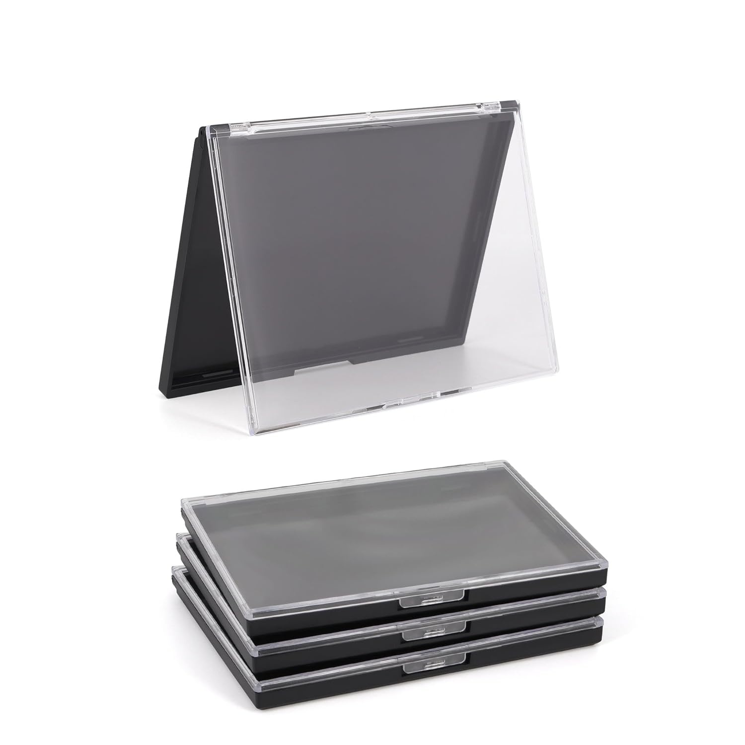 Magnetic Makeup Palette Empty with Clear Top, 3Pack Empty Eyeshadow Pan Dispensing Storage Box with 60Pcs Adhesive Metal Stickers for DIY Cosmetics Lipstick Blush Powder-5.7"x4.3"Palette