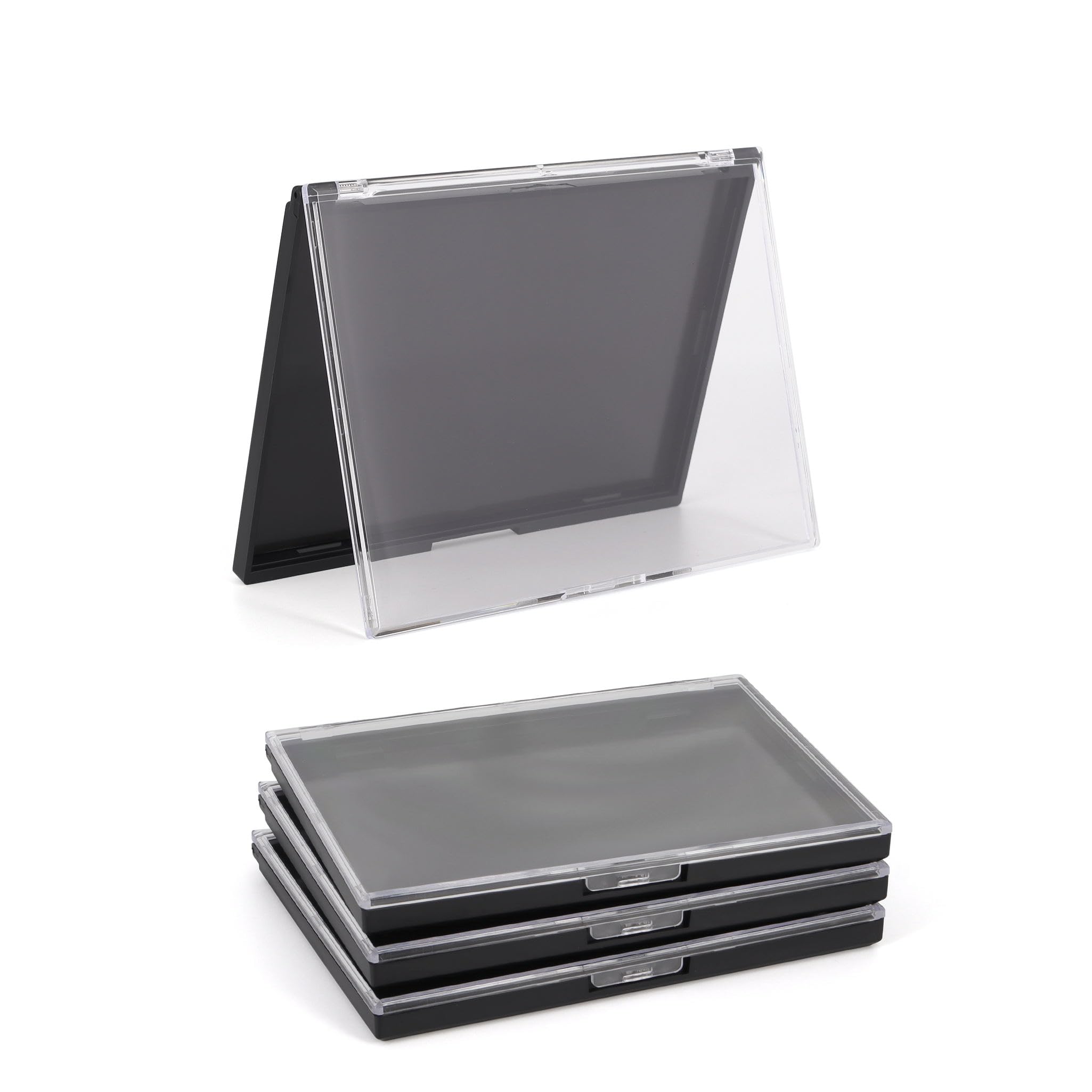 Magnetic Makeup Palette Empty with Clear Top, 3Pack Empty Eyeshadow Pan Dispensing Storage Box with 60Pcs Adhesive Metal Stickers for DIY Cosmetics Lipstick Blush Powder-5.7"x4.3"Palette