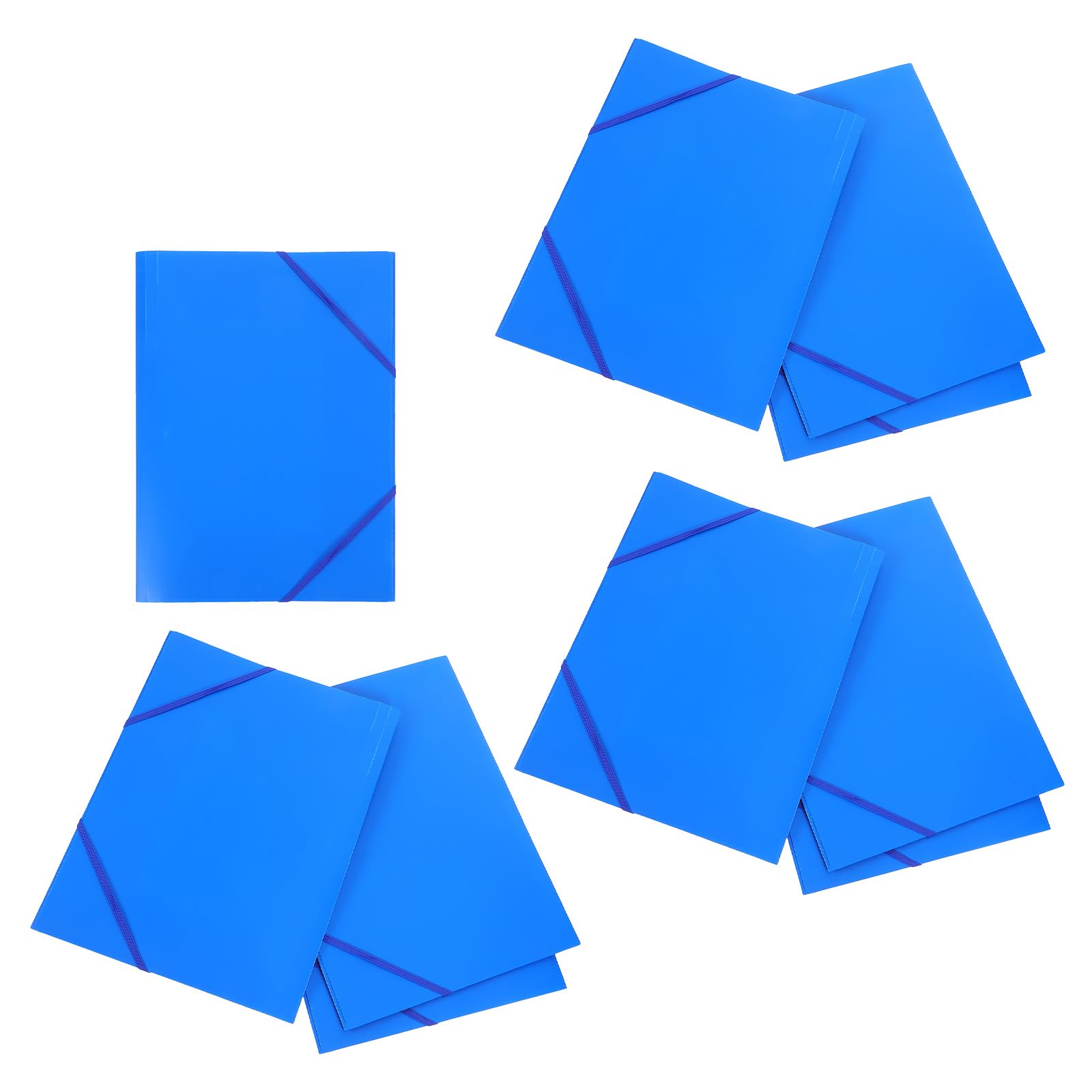 Cartellina Portadocumenti A4 con Elastico 10 Pezzi in Plastica Blu