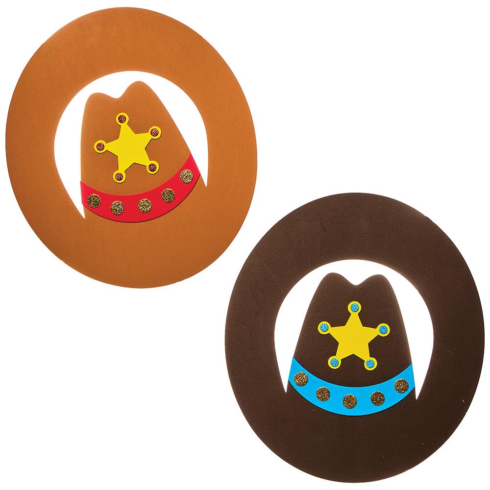 Baker Ross Kit De Chapeau Cowboy – Lot De 4, Mousse Autocollante, 29 Cm, DIY, Jeu De Rôle, Fête Costumée