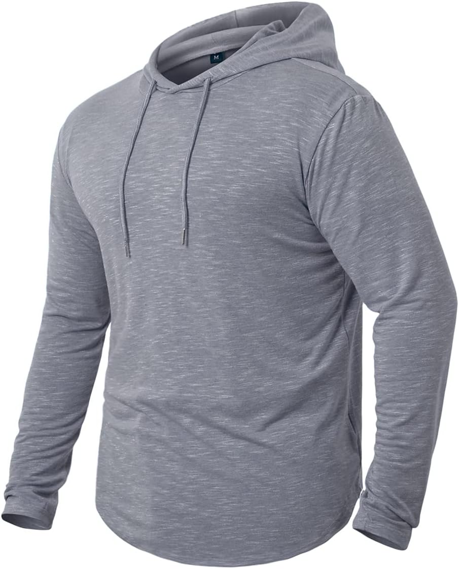 MANSDOUR Men's Athletic Hooded Shirts Long Sleeve Workout Sport Hoodie Casual Running T Shirt Quick Dry Pullover Top - Image 3