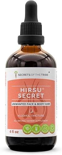 Secrets of the Tribe - Hirsu Secret, mezcla de suplementos de hierbas que gotea extracto líquido de alcohol, vello facial y corporal no deseado (4