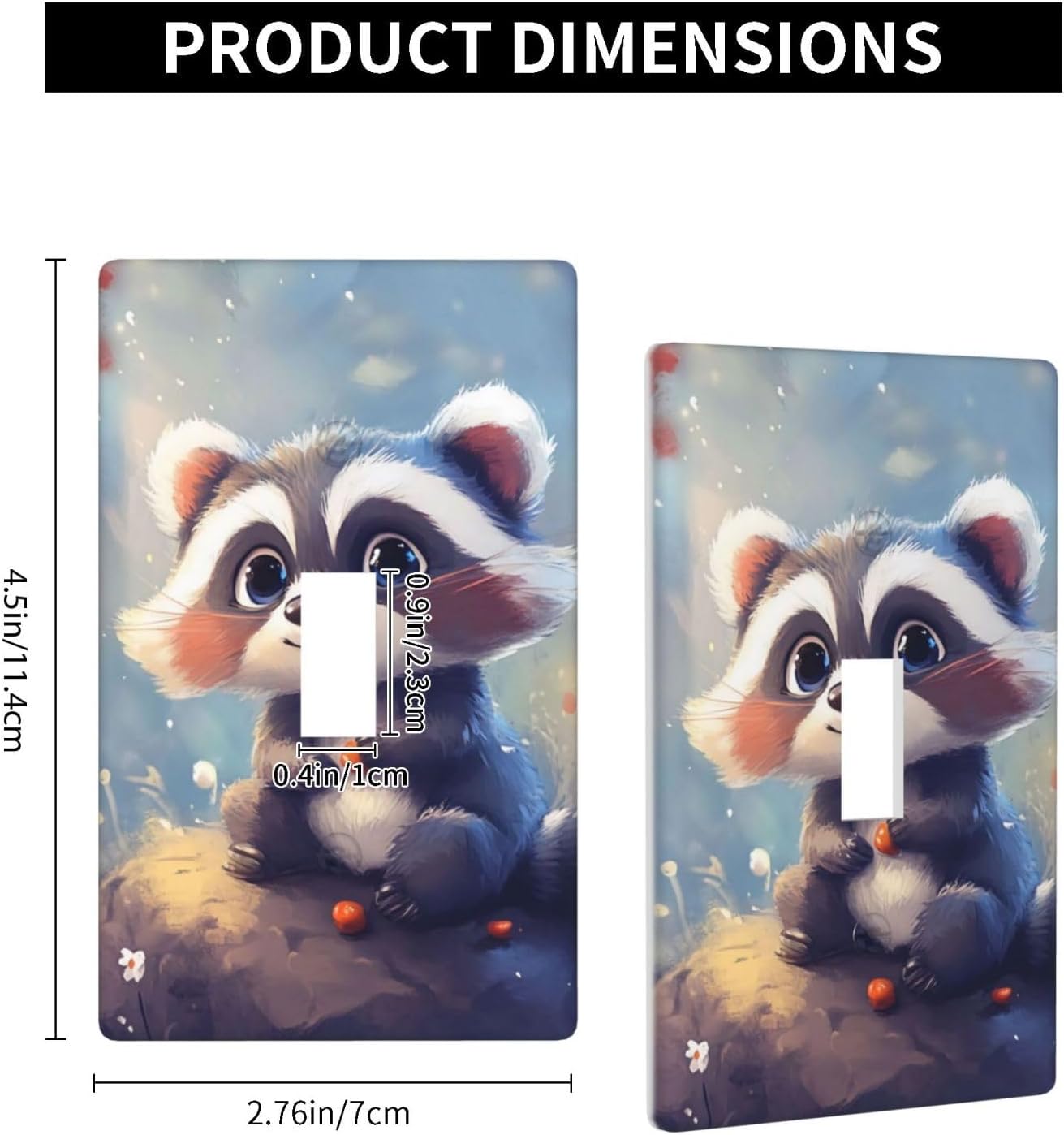 Classic Wall Plates, Cartoon cute raccoon, Light Switch covers, Electrical Outlet Covers, Duplex receptacle wall plates, Mid-Size Decorator Wall Plates - 4.5 x 2.76 IN