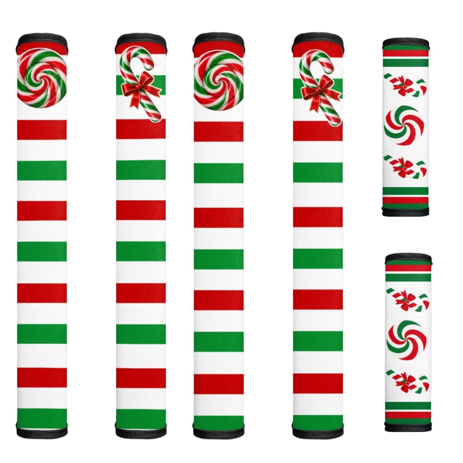 Christmas Refrigerator Handle Covers Set of 6 Cane Candy Kitchen Appliance Handle Covers Non-Slip Washable Fridge Door Handle Protector, Keep Off Fingerprints,Food Stains