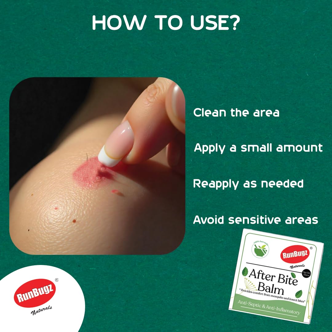 RunBugz 100% Natural After-Bite Balm for Kids Gives relief from Rashes, Mosquito & insect Bites, 100% Ayurvedic, Antiseptic & Anti-inflammatory, 25g Naturals After Bite balm 1