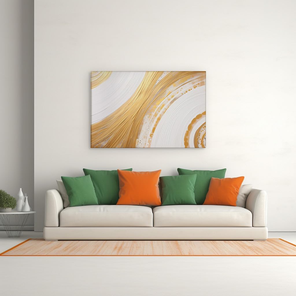 Canvas for Living room. Golden Spirals: Unveiling the Lustrous Mystery in Abstract Art, 27 x 18 inch Canvas Wall Art - Contemporary Masterpieces - Modern Home Decor