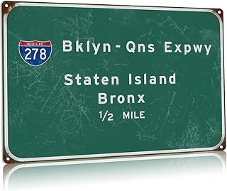 Metal Tin Sign Staten Island Bronx 1/2 Mile Intercontinental 278 Highway Direction Indicator Signage Bar Airport Highway Street Club Wall Decoration 16x24 Inches