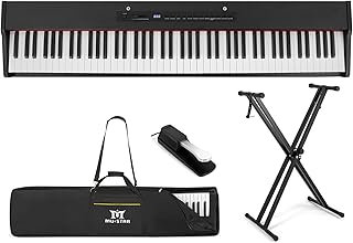 MUSTAR Digital Piano 88 Weighted Keys Keyboard, Full Size 88 Key Piano Keyboard Semi-weighted Electric Piano, Piano Keyboard 88 Keys with Sustain Pedal, Stand, Case, Bluetooth Connection, USB MIDI
