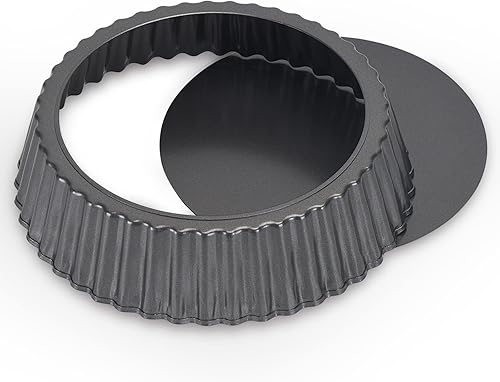 Miniatura 8 de Kazozobi Paquete de 2 sartenes antiadherentes, sartén para quiche, molde de acero al carbono con fondo suelto extraíble (10 pulgadas)