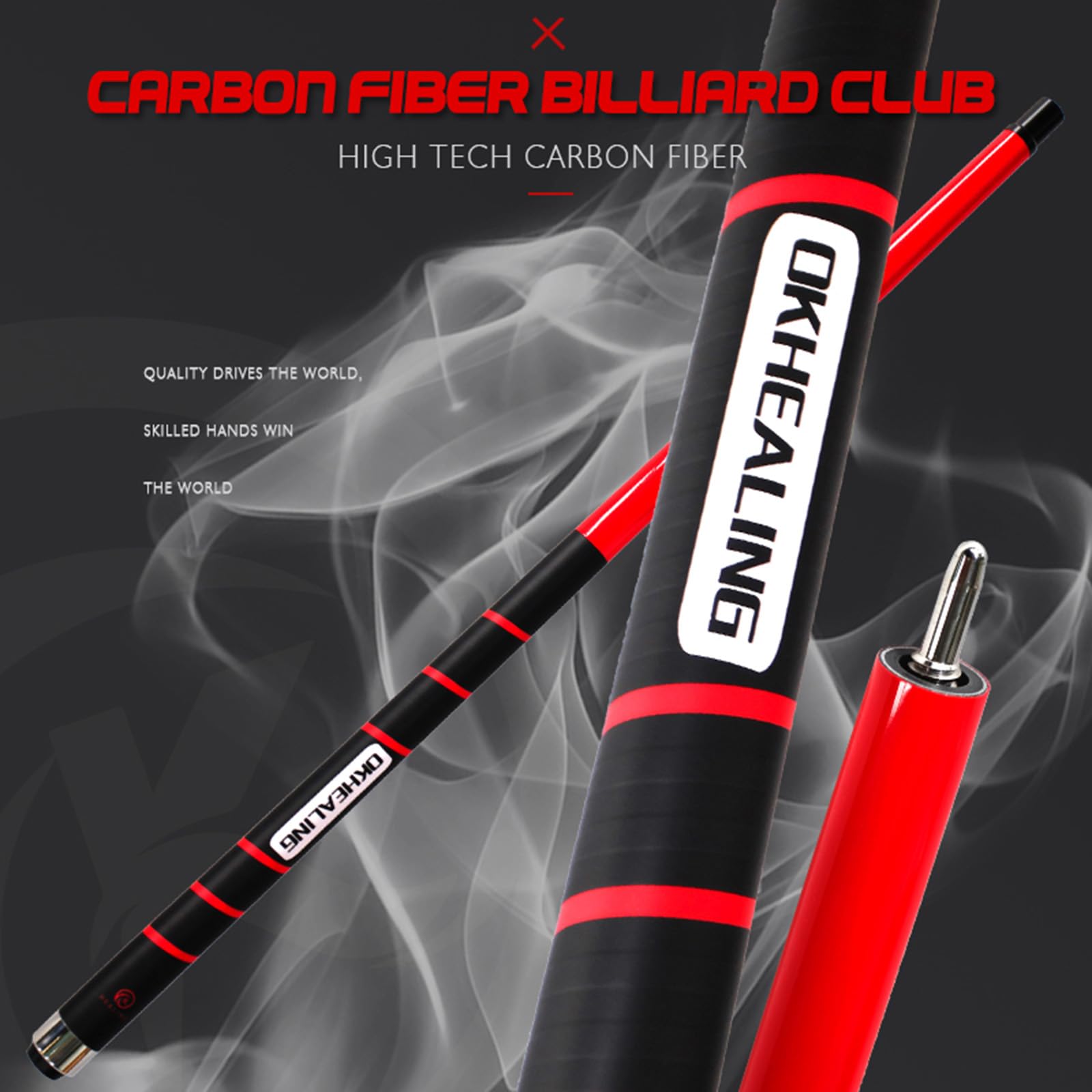 OKHEALING Queue De Billard En Fibre De Carbone – Embout 12,9 Mm, Bakélite, 737 Mm
