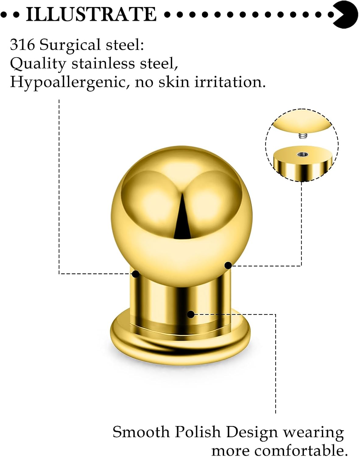 12G-00G Ear Gauges Stretching Kit Internally Threaded 316L Surgical Steel Gauges Tapers Plugs Tunnels Hypoallergenic Ears Gauges Gauging Kit for Women Men