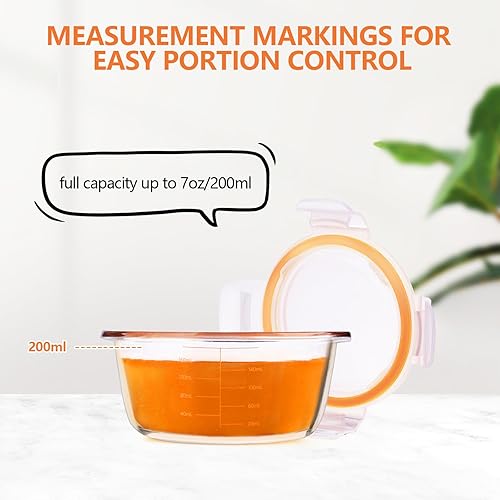 Miniatura 4 de Luvan Recipientes de vidrio para alimentos para bebés de 7 onzas, paquete de 12 frascos de comida para bebés con tapas a prueba de fugas,