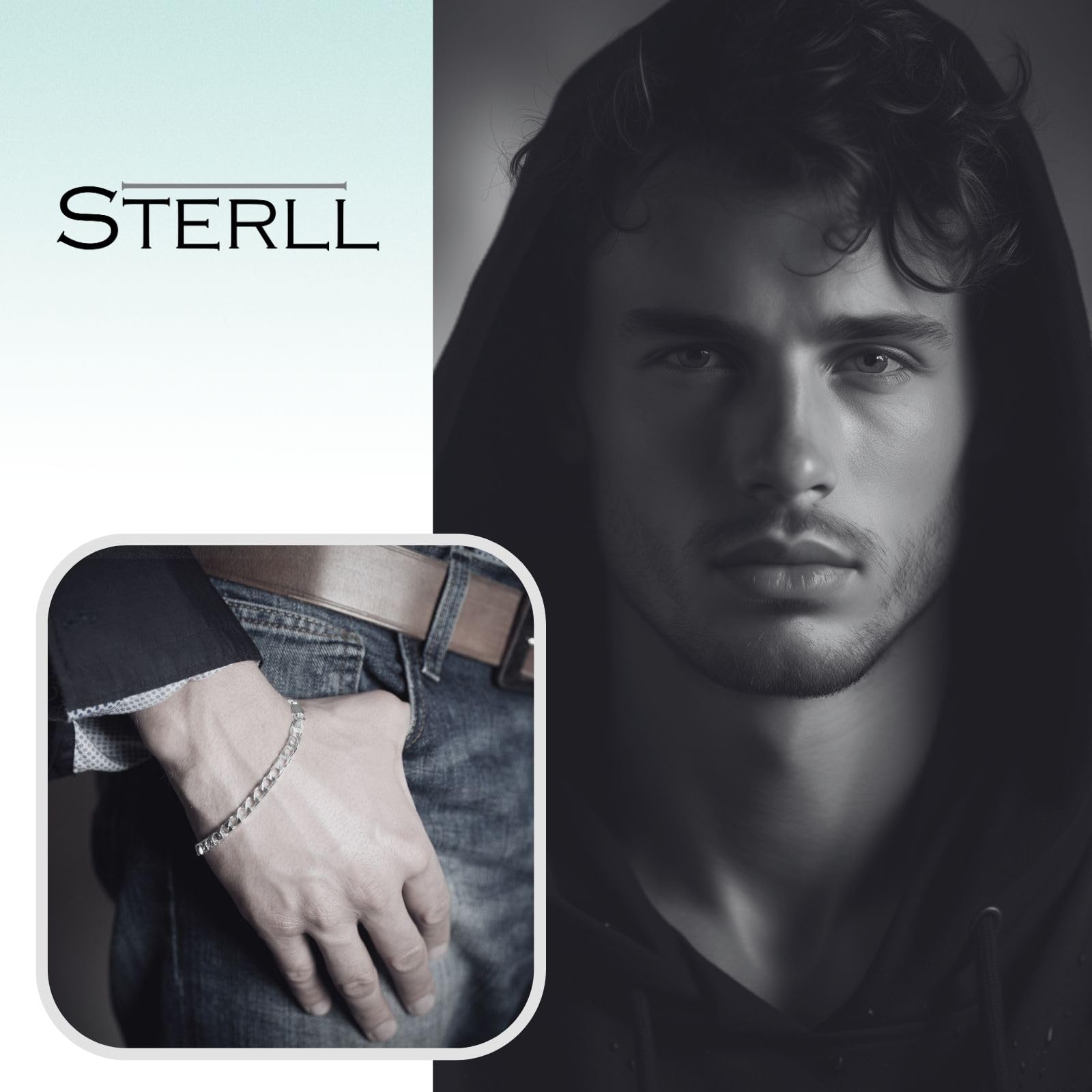 Herren-Armband aus massivem 925 Silber, ideal als Geschenk für Mann oder Freund, mit Schmuckbox