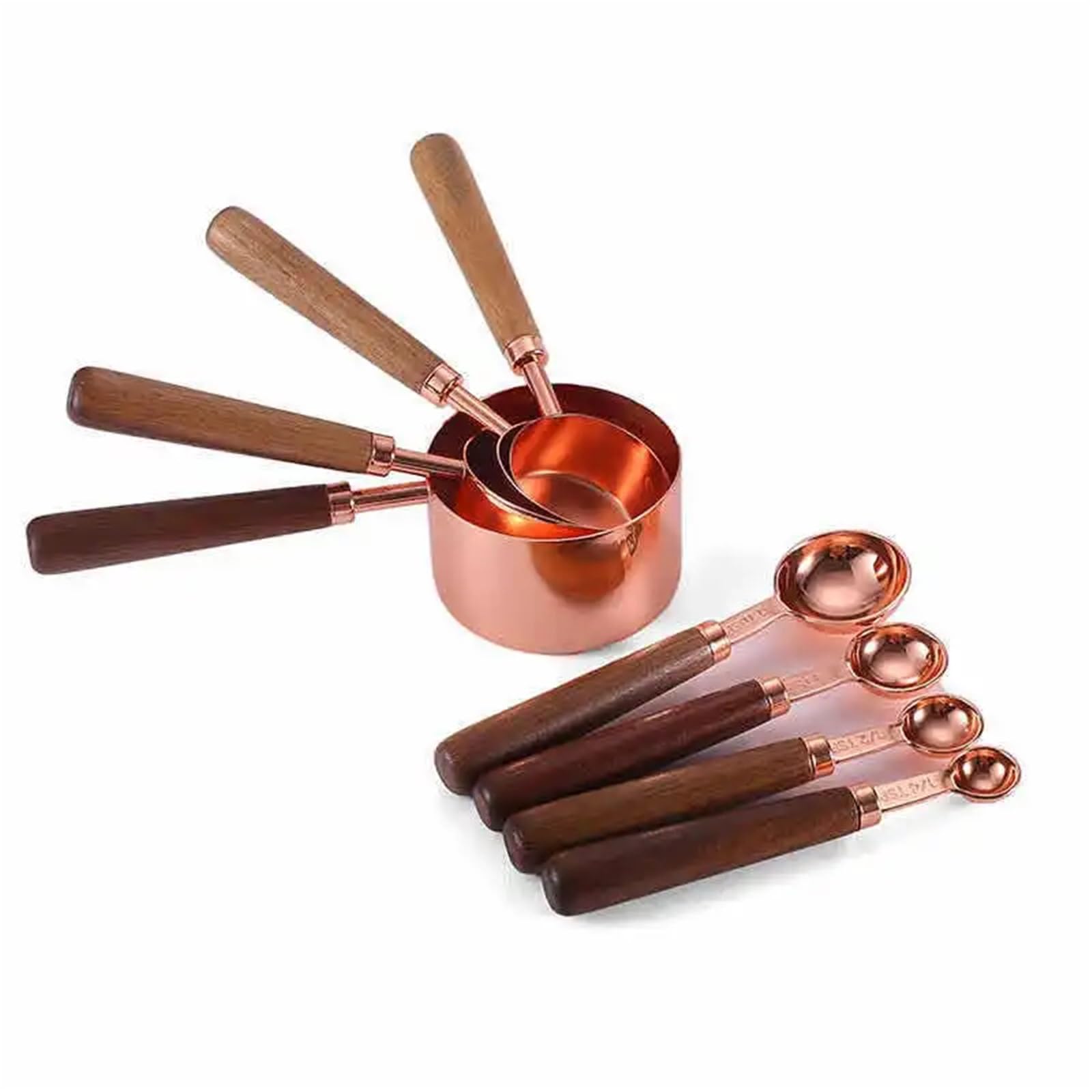 Juego de 8 tazas medidoras for hornear, cucharas oro rosa para Medir Líquidos y Sólidos