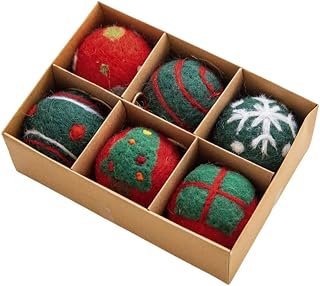 フェルト製クリスマスボール オーナメント クリスマス用吊り下げフェルトボール 雪の結晶 雪だるまボール ペンダント クリスマスツリー装飾用 6個セット