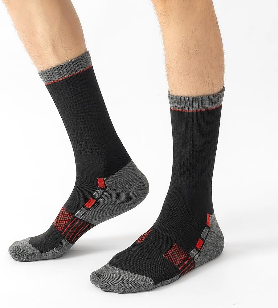 JOYNÉE 8 Pairs Mens Cushioned Crew Athletic Socks, Moisture Wicking Breathable Socks for Sport Running,Black,Sock Size:13-15 - Image 5