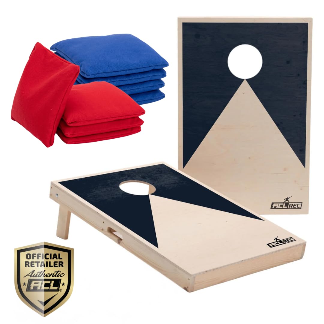 Cornhole Official 90x60 - Black - UV Print Directly on Wood (100%) - 2 Boards + 8 Bags - ACL Quality