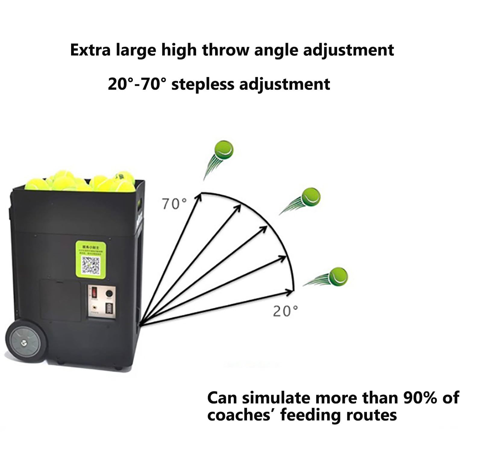 IMOSEI Tennis Training and Teaching Ball Machine, Portable Tennis Ball Machine, with Remote Control & APP, Adjustable Launch Angle, 1.5-10 S/Ball, for Beginners Solo Training Sports