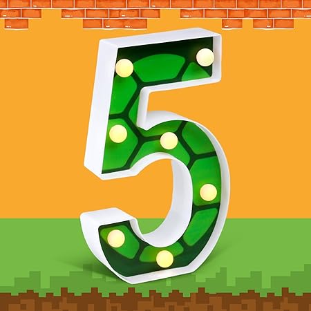 LED Number Lights Cartoon Themed Birthday Decorations LED Light Up Number Centerpieces Table Decorations for Party Supplies Backdrop Wall Decor for Birthday Party Decorations (Number 5)