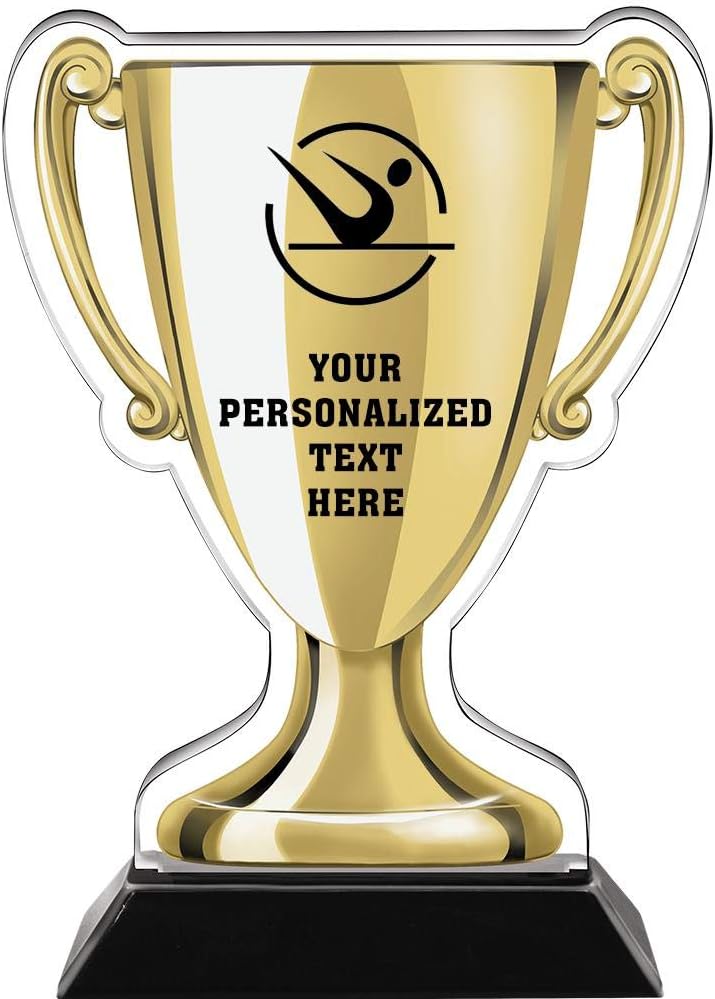Crown Awards 7" Pilates Gold Cup Trophies, Custom Fitness Acrylic Cup Trophy