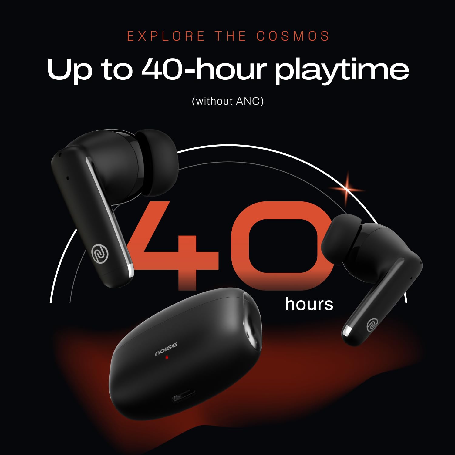 Noise Nowo wprowadzone słuchawki douszne Buds Venus z ANC (do 30 dB), czas odtwarzania 40 h, Quad Mic z ENC, Instacharge(10 min = 120 min), niskie opóźnienie (do 45 ms), sterownik 10 mm (kosmiczna