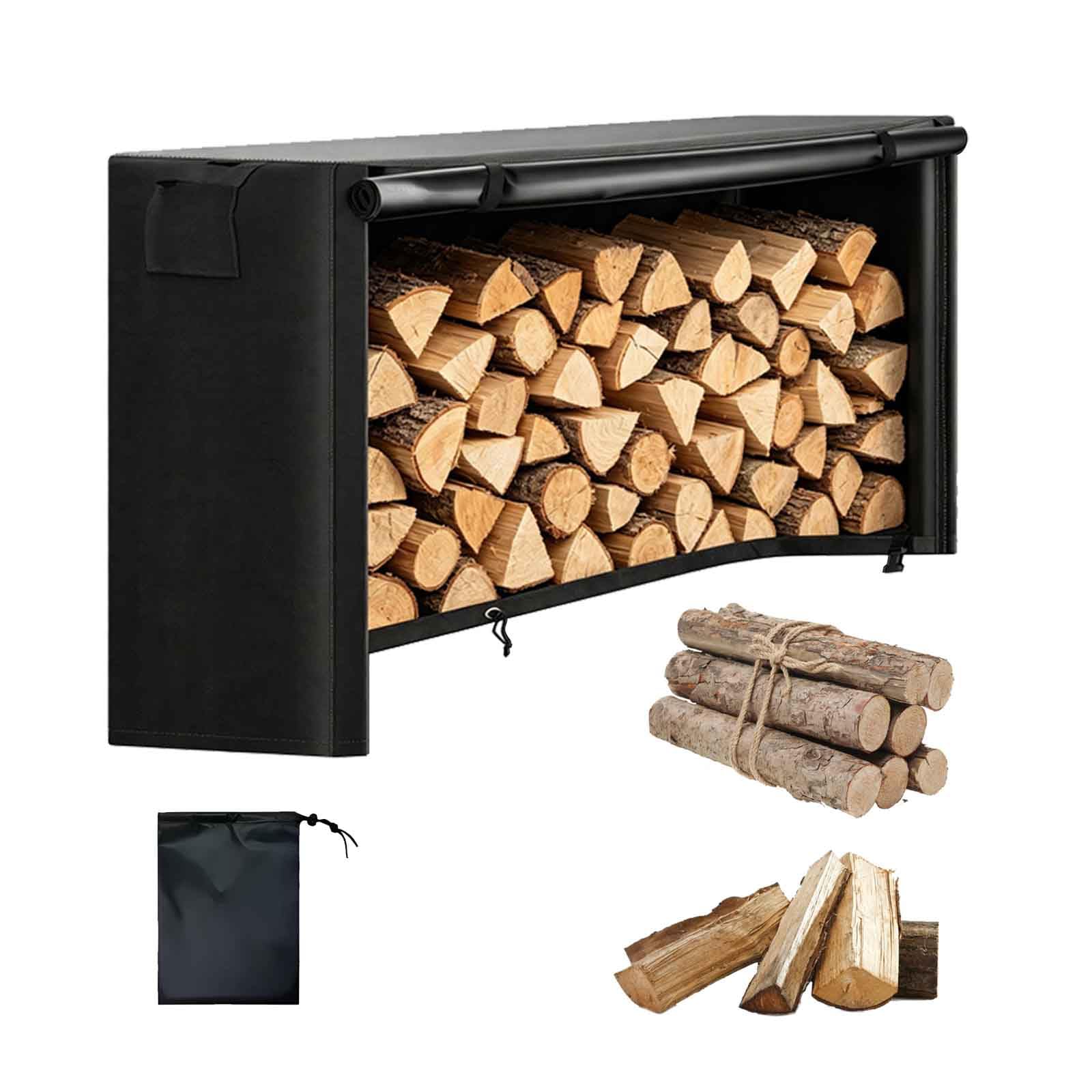 600D Copertura Impermeabile Oxford per Legna da Ardere | Uso Interno ed Esterno | con Cerniera e Doppio Sistema di Ventilazione (Non Include Portapacchi),Nero,152x61x122cm