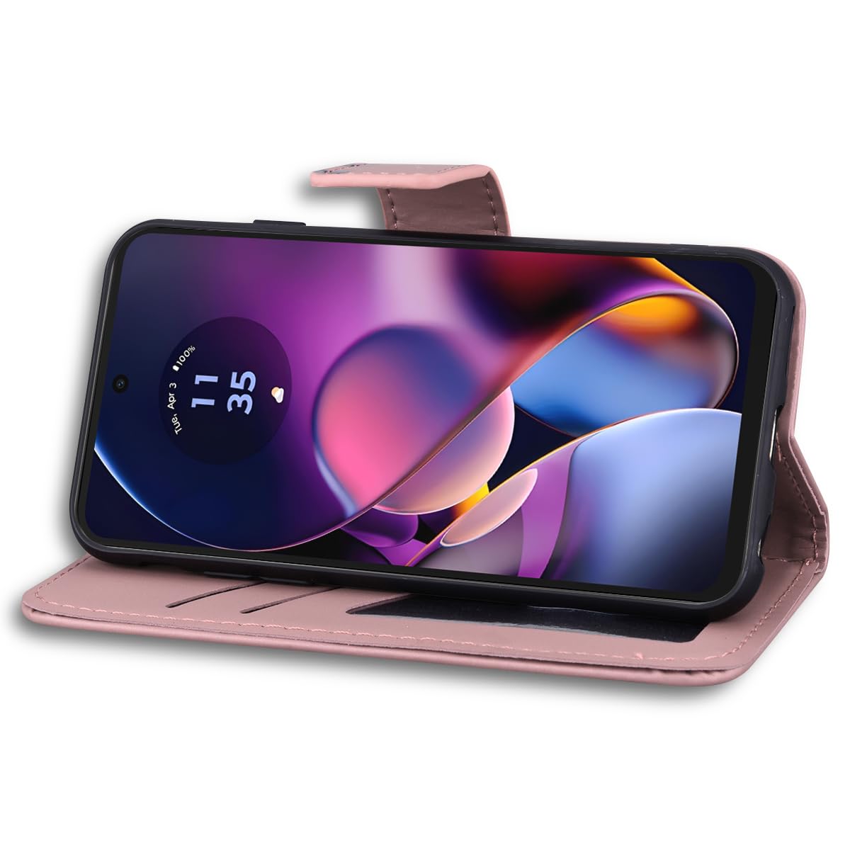 Rostsant Motorola Moto G54 5G Case Cover Skin Feel PU Leather Case Motorola Moto G54 5G Magnetic Closure Protective Wallet Flip Cover Stand Protective Case for Motorola Moto G54 5G Pink Rabbit - Image 4