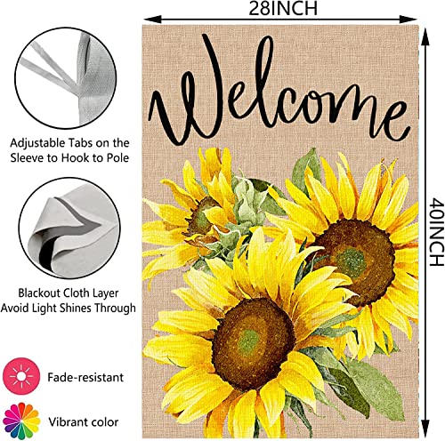 Surfapans Summer Sunflower House Flag 28X40 Inch Double Sided Outside Burlap Welcome Yard Outdoor Large Flags Decoration Porch Seasonal Holiday #TOP5