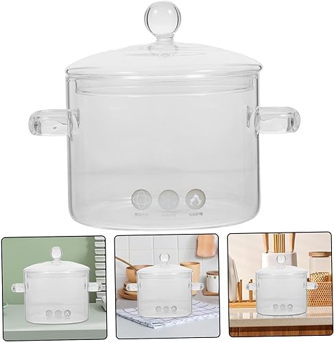 Miniatura 9 de GANAZONO Olla de vidrio para estofado de vidrio, tapa de olla de cocción grande, cubierta de cacerola de vidrio de borosilicato alto para cocina