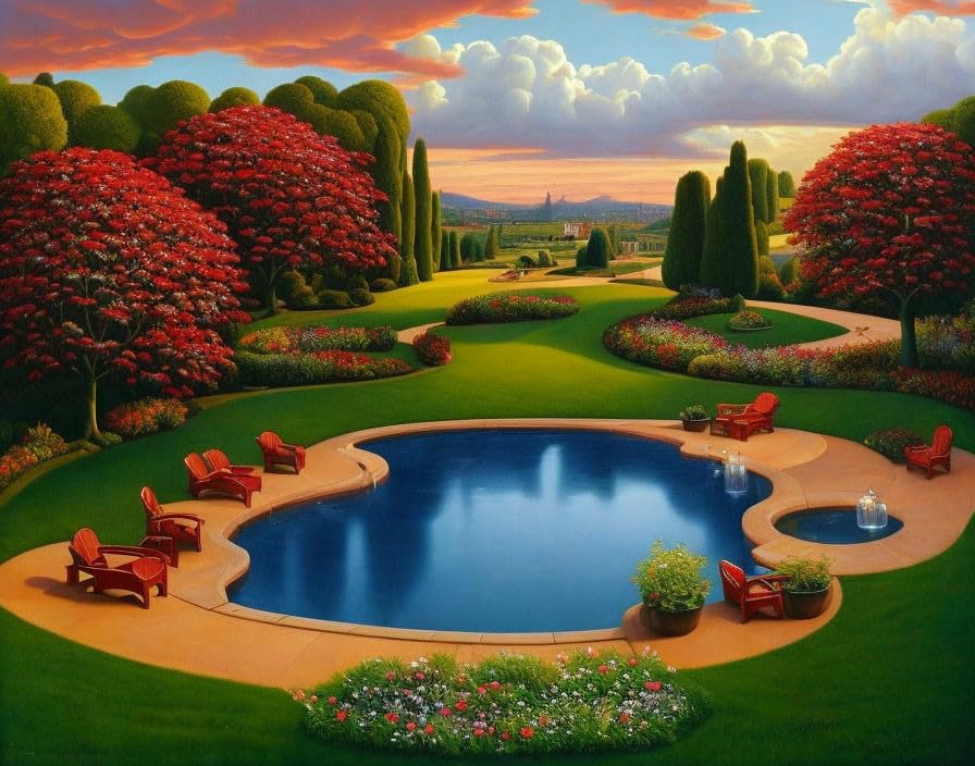 Poster mural jardin anglais grande toile décoration murale 50x70
