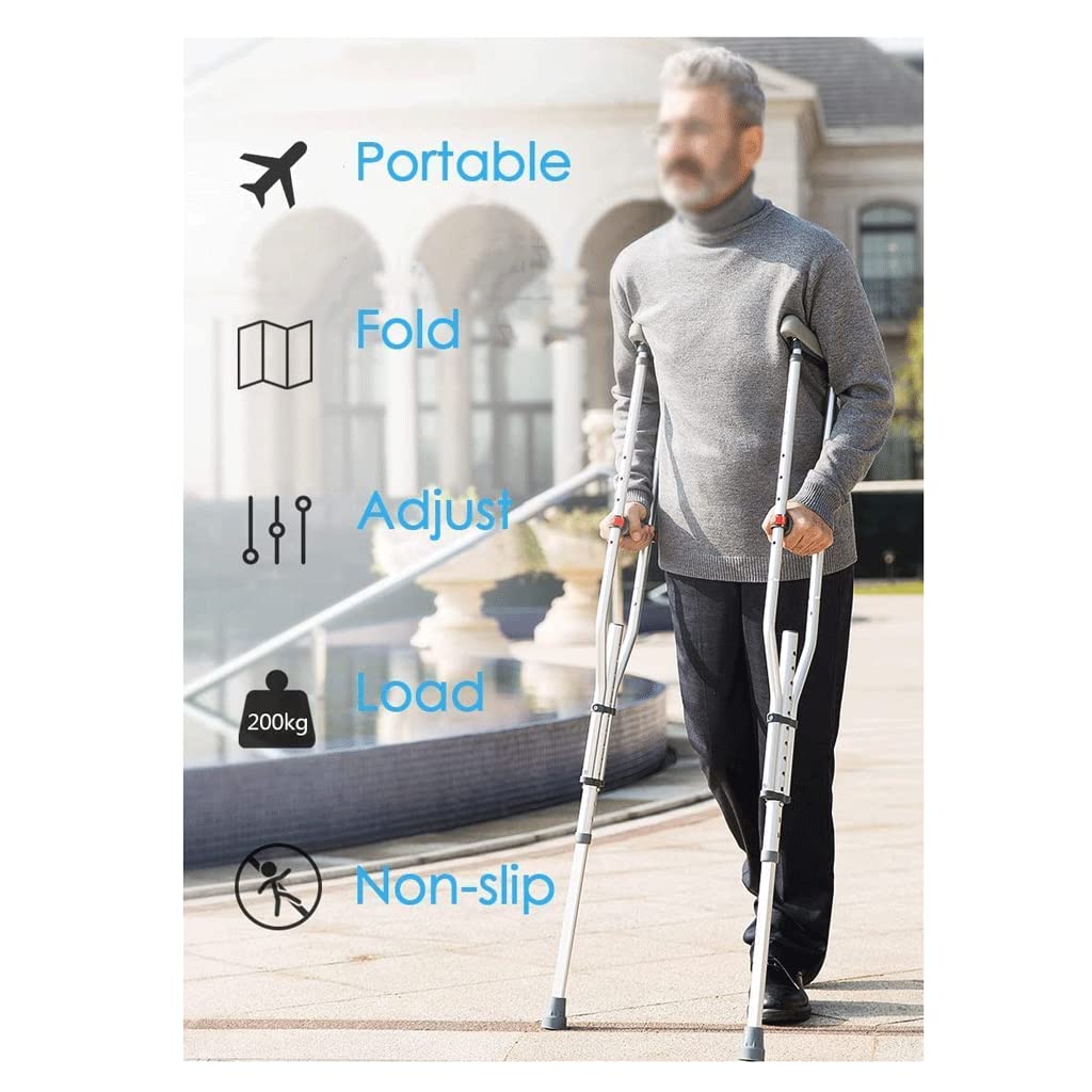 LIOONS Muletas para Ancianos, muletas para Axilas para Adultos, Plegables con Botones de Aluminio Que absorben los Golpes, Bastones de Altura Ajustable, Bastones de pie