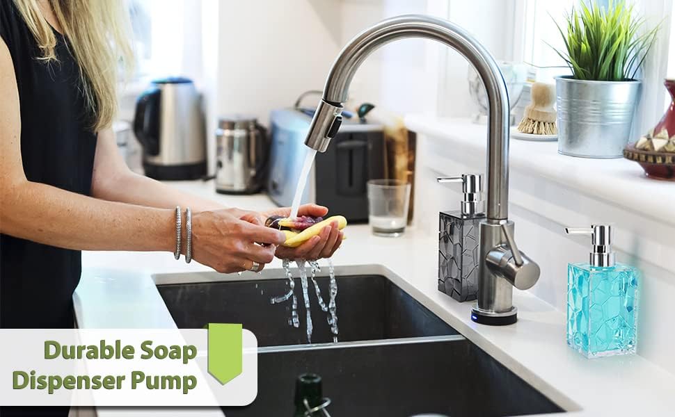 Miniatura 2 de Paquete de 2 dispensadores de jabón transparentes grises a prueba de óxido, juego de dispensadores de loción de jabón de manos de plástico acrílico