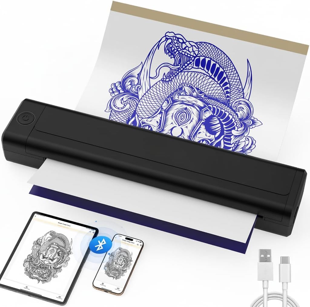 Infinity X2 Printer LD0803 Wireless Tattoo Stencil Printer – Thermal Transfer Machine, USB & Bluetooth, Mobile Printer with Battery, for Tattoo Artists & Thermal Stencil Paper