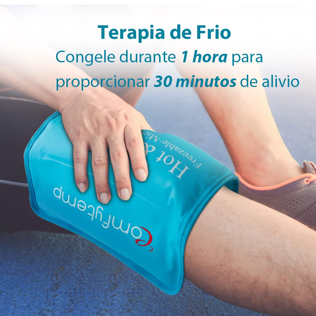 Comfytemp Bolsas Gel Frio Reutilizables con Correas, 27 x 37 cm, Bolsa Hielo Grande para Hombros, Rodillas, Codos, Caderas, Espalda, Frío/Calor Compresas para Esguinces, Hinchazón y Contusiones Azul