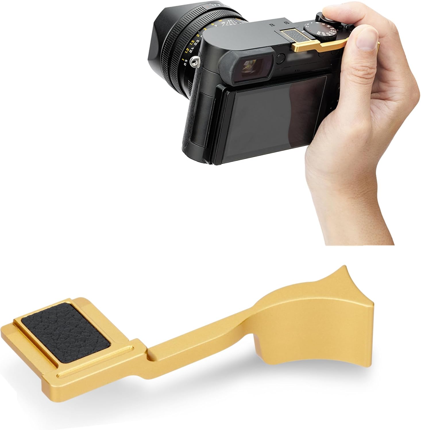 Deluxe Dedicated Metal Thumb Up Grip for Leica Q3/Q3 43 Thumb Support, Hot Shoe Thumb Up Rest Stand for Leica Q3/Q3 43 Digital Camera - Gold