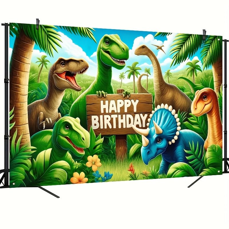 Image of Blissyard Happy Birthday Banner 71x43 Inch Dinosaur Party Supplies | Happy Birthday Decorations with Dinosaur Theme for Party Background Decoration for Boys