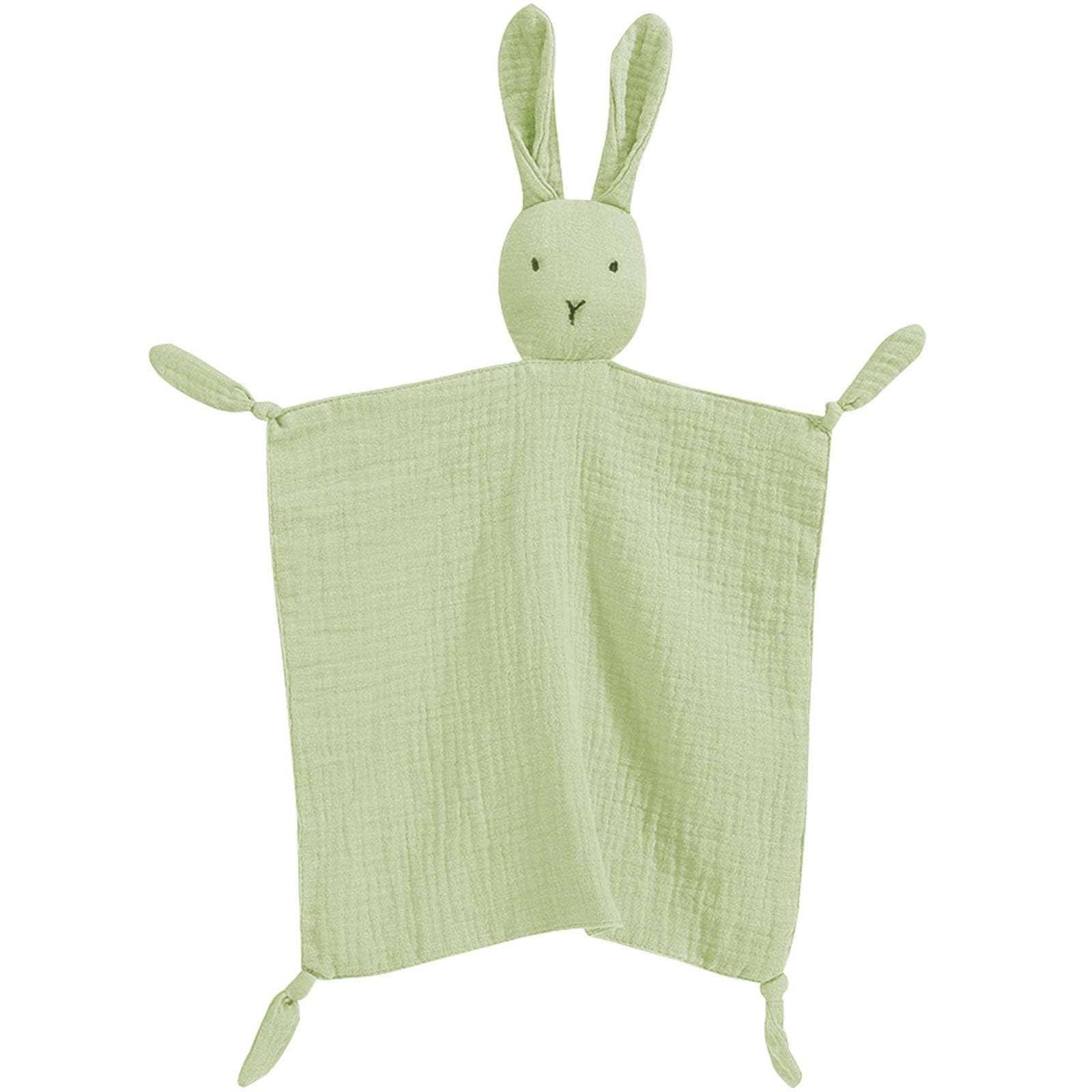 Organic Cotton Muslin Lovey Blanket, Organic Cotton Muslin Bunny Security Blanket Soft &amp; Breathable Lovie Baby Gifts for Boys and Girls