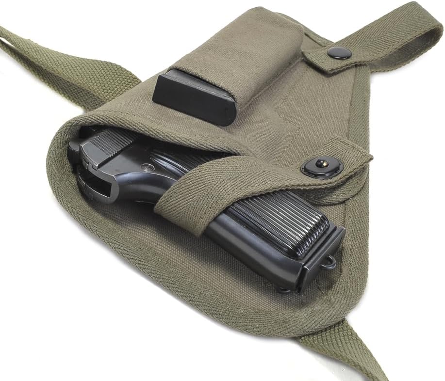 OD Canvas M3 Tanker Shoulder Holster with Magazine Pouch fits T33 Tokarev and Zastava M57