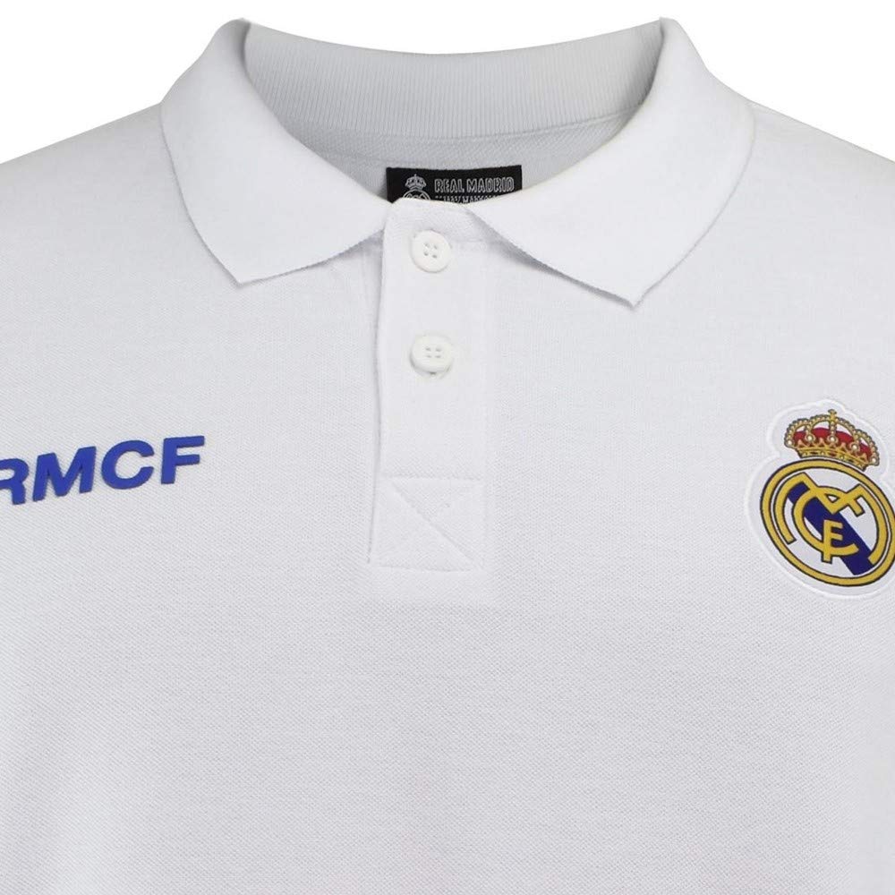 Polo Real Madrid Junior Blanco Escudo Bordado (8 Años)