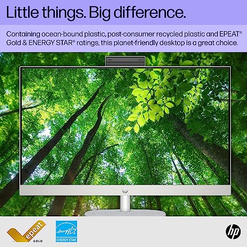 Image of HP 27 inch All-in-One Desktop PC, FHD Display, 13th Gen Intel Core i7-1355U, 16 GB RAM, 512 GB SSD, Intel UHD Graphics, Windows 11 Home, 27-cr0080 (2023)