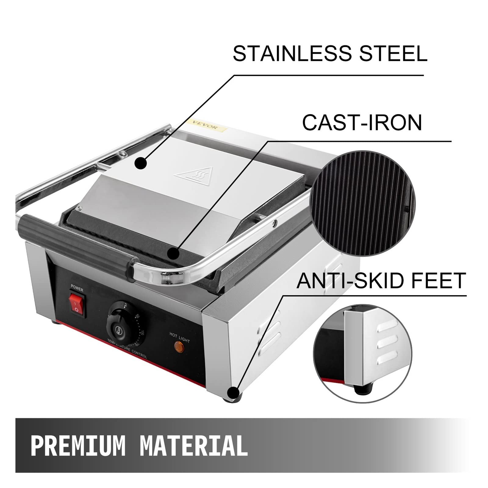 Elektryczny grill kontaktowy Griddle Commercial Panini Press Grill Nieprzywierająca na zewnątrz Camping Gotowanie Kanapki Stek Mięso(Double Flat Plate)