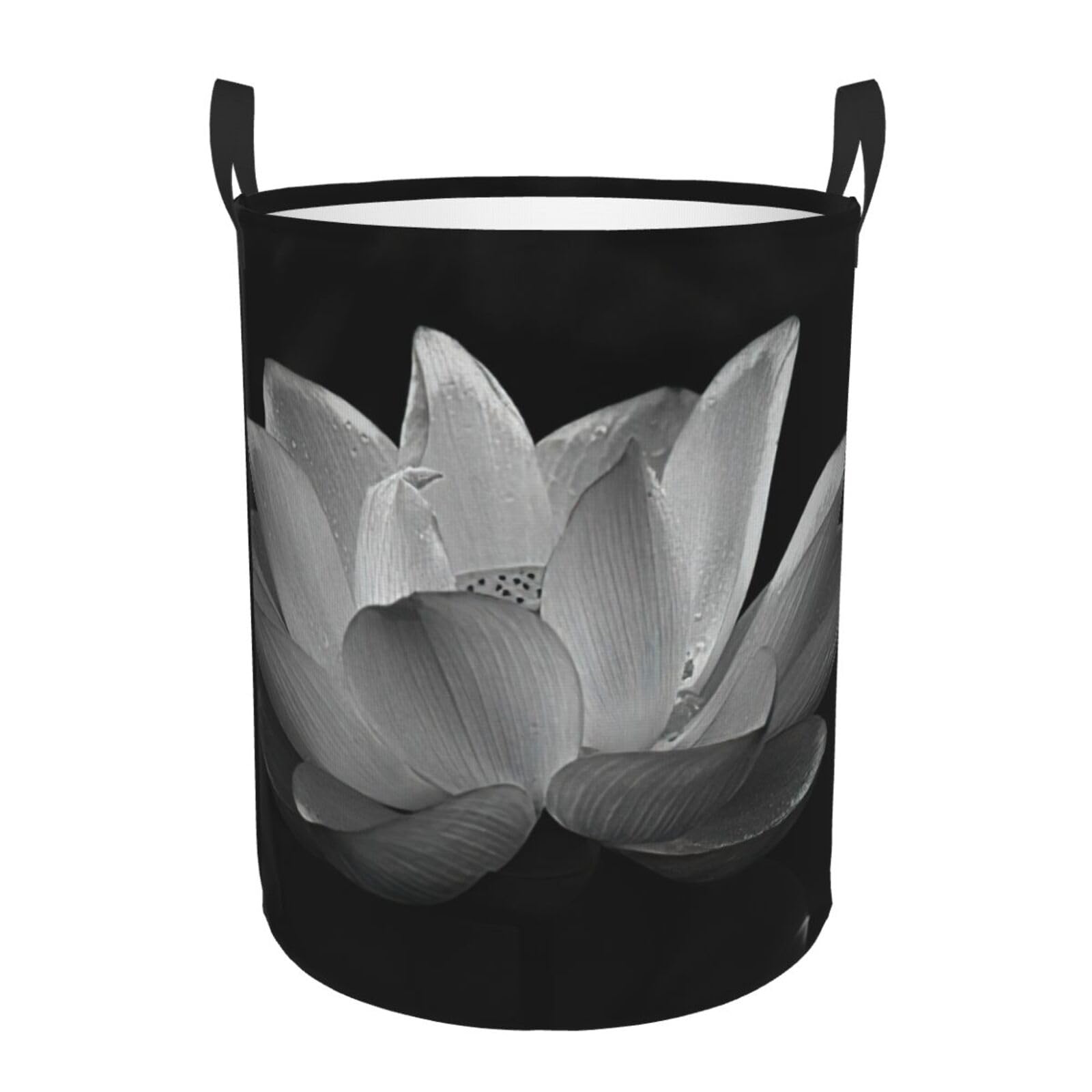 Panier à linge haut chic motif floral noir et blanc pour couette de chambre