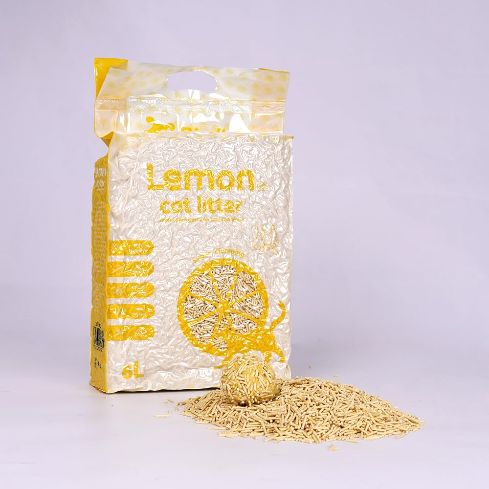 Arena para Gatos deTofu ecológico Vegetal Arena Natural Aglomerante (Lemon-24L)
